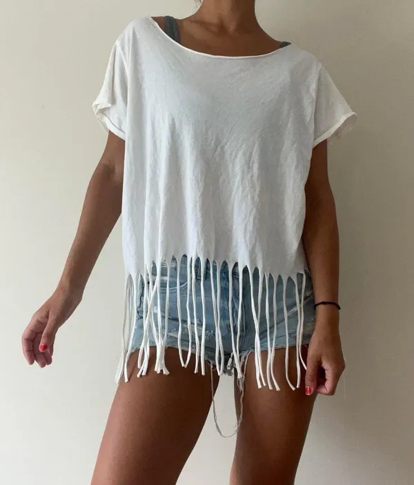 White Fringe Western Tee - Image 3