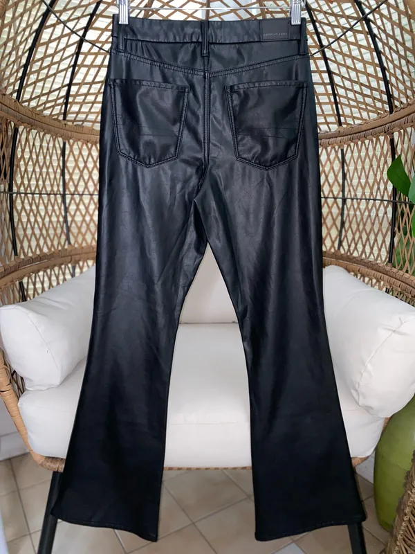 American Eagle Outfitters Womens Black Stretch Vegan Leather Pant Size 6 - Image 7