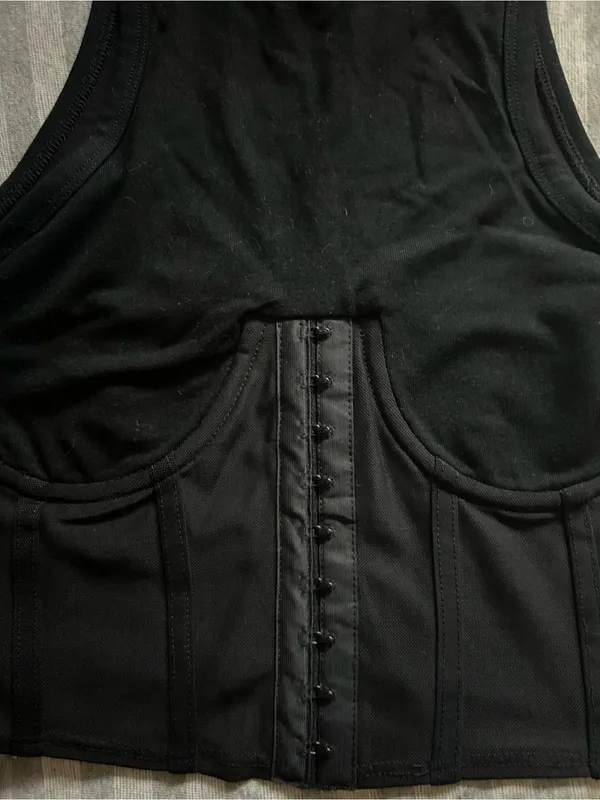 White Fox Boutique Black Corset Crop Tank - Image 3