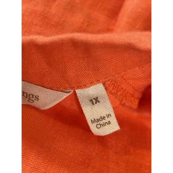 Soft Surroundings 1X Coral Orange 100% Linen Tunic Top Relaxed Back Buttons - Image 6