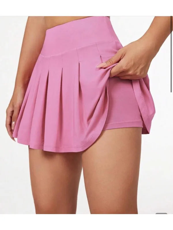 Indero Active Women's Solid Pleated Athletic Skort Skirt Size L Pink Size L - Image 3