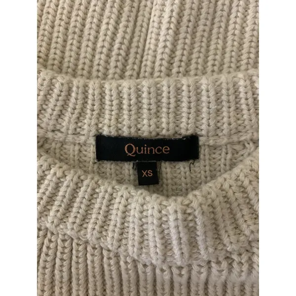 Quince Organic Cotton Ribbed Knit Sweater Cream Long‎ Sleeve XS - Image 3