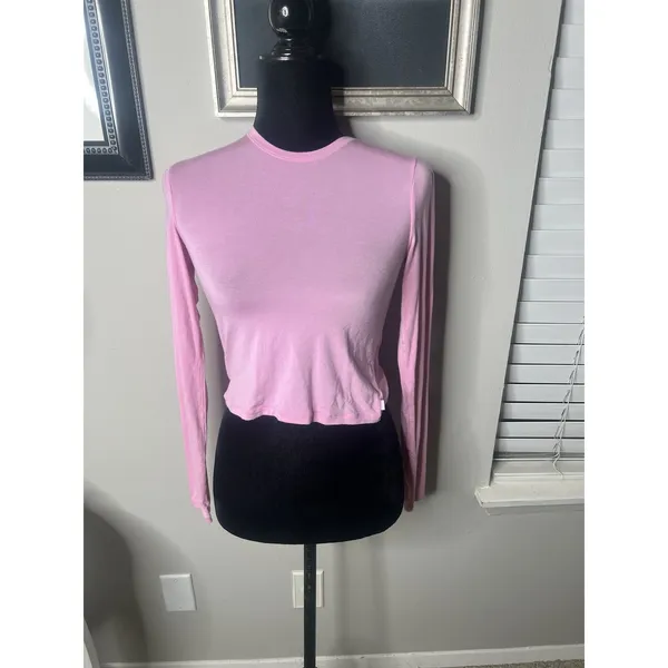 SKIMS New Vintage Long Cropped Sleeve T-Shirt | Pink | Size S - Image 6