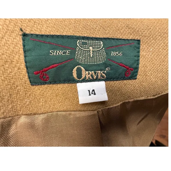 Orvis Women100% Wool Camel Tan Collarless Cropped Blazer Jacket Size 14 USA Made - Image 8