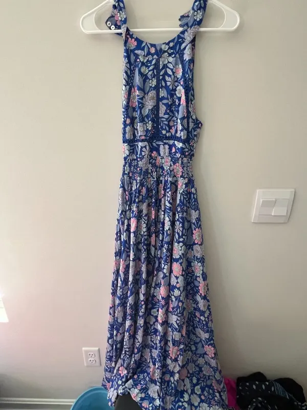 Abel the Label Bluebell Floral Halter Tie Back Full Skirt Maxi Dress XSmall - Image 8