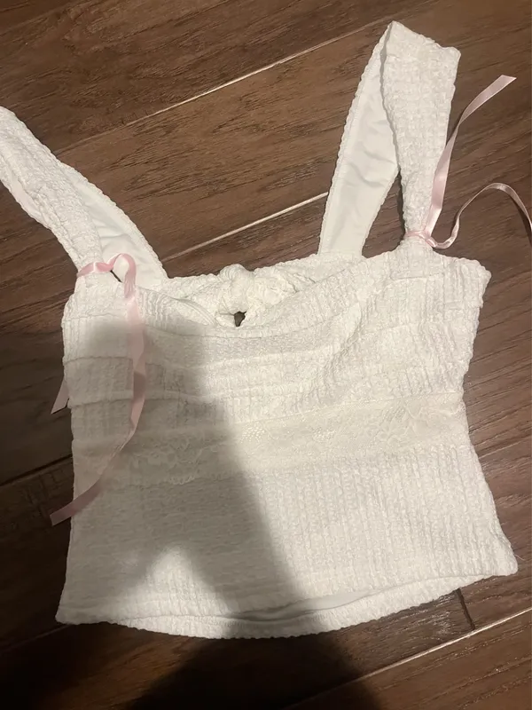 Beginning Boutique White Tank Top Open Back - Image 2