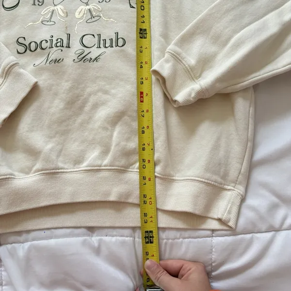 Womens‎ Large Sweater Champagne Social Club Pullover Fleece Lined Quiet Luxury - Image 3