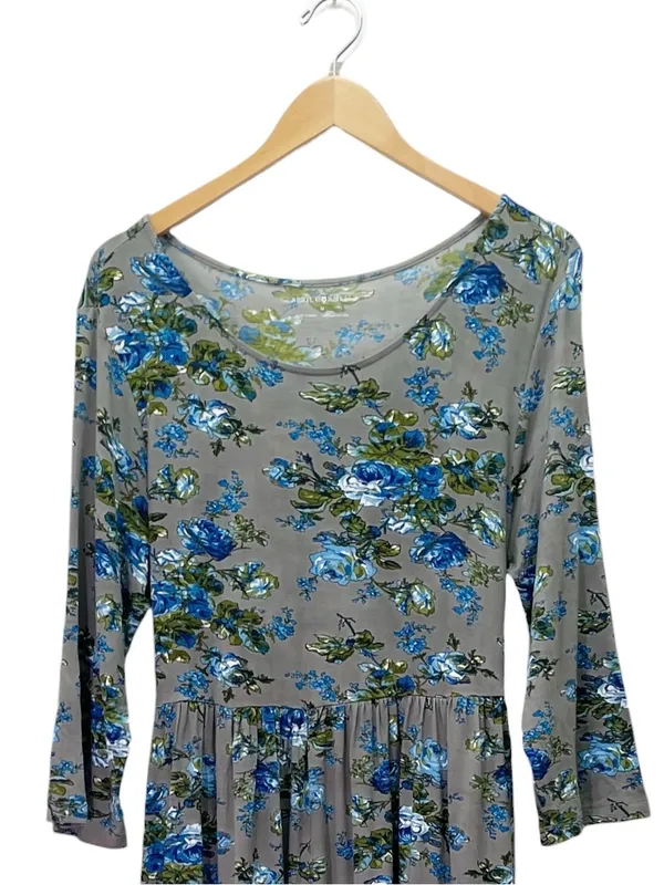 April Cornell M Gray Blue Floral Maxi Dress Cottagecore Romantic 3/4 Sleeve - Image 5
