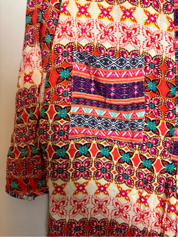 Anthro Fig & Flower Colorful Boho Festival Print Lightweight Tunic Dress - Image 5