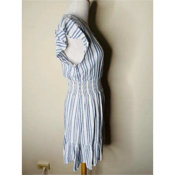 Rails Blue and White Striped Tara Catalina Ruffle Hem Mini Dress - Image 5