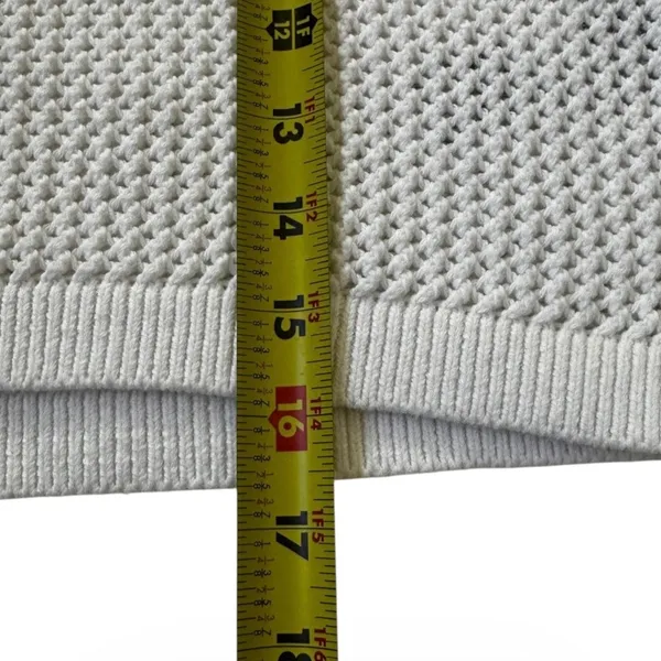 Hollister Womens White Open Knit Cropped Sweater Small Cotton Crew Neck | 0124 - Image 4