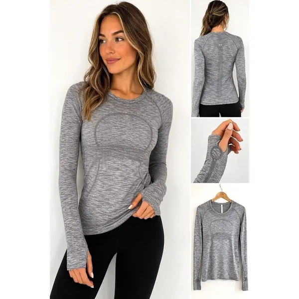 Lululemon Swiftly Tech Long Sleeve Shirt 2.0 Heathered Slate Gray Thumbholes 10 - Image 2