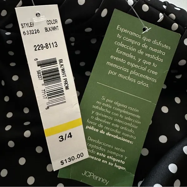 Onyx Nite Dress Black White Polka Dot Strapless Tulle Fit Flare Prom Size 3/4 - Image 10