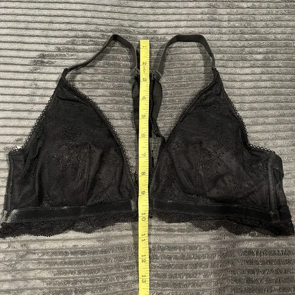 Victoria’s Secret Bralette black large velvet trim lace front Closure EUC - Image 7