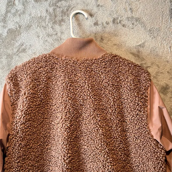 UpWest Pink Sherpa Bomber Jacket‎ Size Large Pink Mauve - Image 5