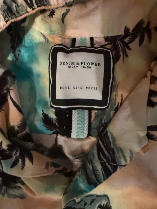 Denim & Flower Ricky Singh Mens Small Tropical Palm Tree Island Button Up Shirt - Image 2