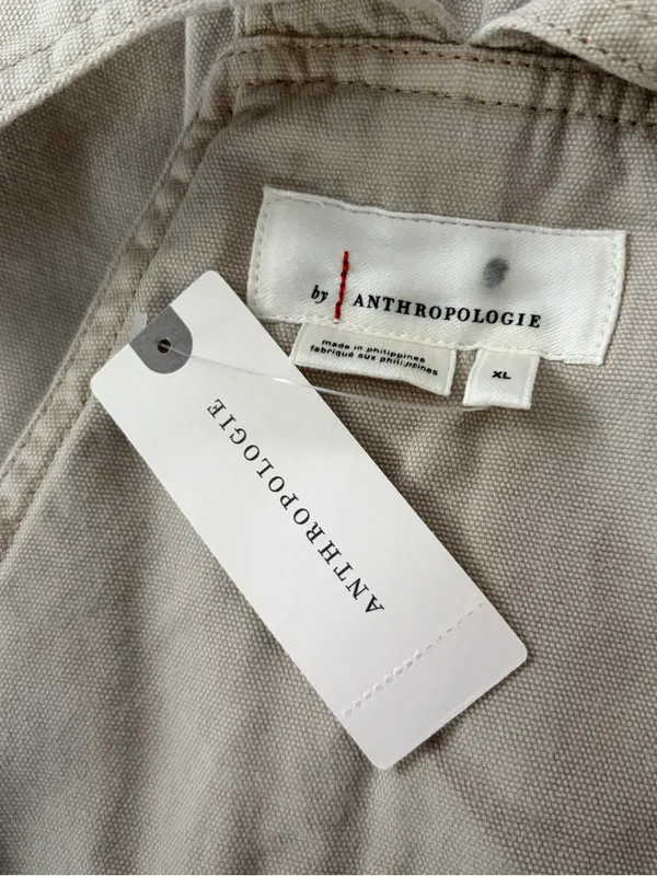 Anthropologie cream Wideleg carpenter summer overalls jumpsuit size xl NWT - Image 9