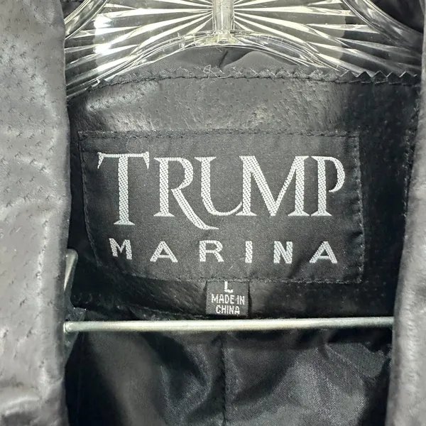 Leather Lambskin Jacket Vtg 90s Mens Large Black‎ Grunge Alt Edgy Trump Marina - Image 2