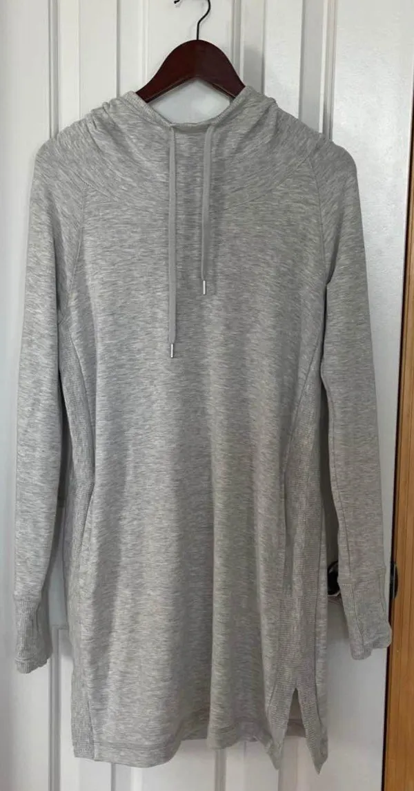 Hayes Sweatshirt Hoodie Midi Dress/Tunic Lt Heathered Gray - Image 3