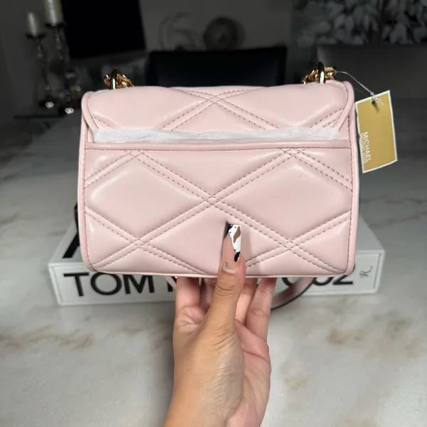 Michael Michael Kors Serena Small Quilted Studded Crossbody Bag Blush New NWT - Image 5
