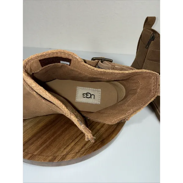 UGG Josefene Ankle Boot Chestnut Brown/Tan Size 7 Genuine Leather Suede Zip - Image 11