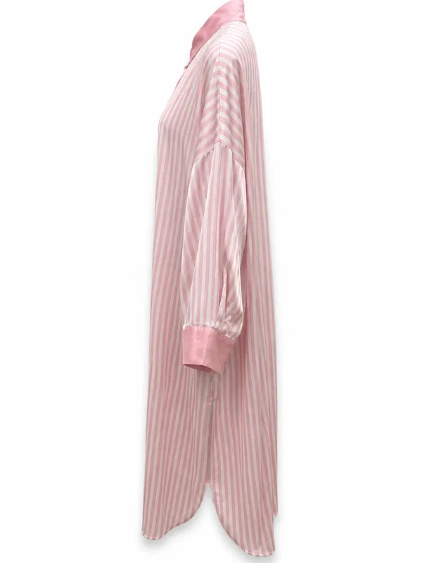 Show Me Your Mumu Harlow robe pink satin stripe coquette glam loungewear chic OS - Image 4