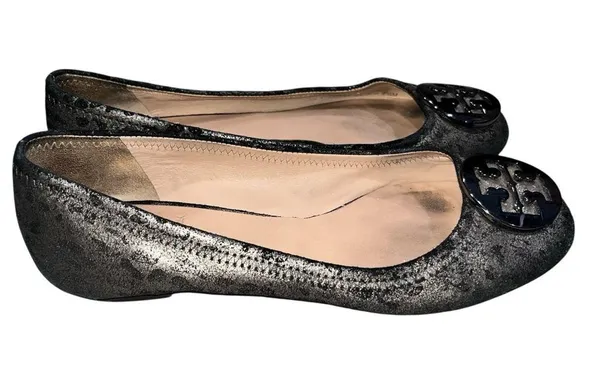 Tory Burch Reva Leopard Metallic Print Leather Ballet Flats Shoes size 7.5 - Image 4
