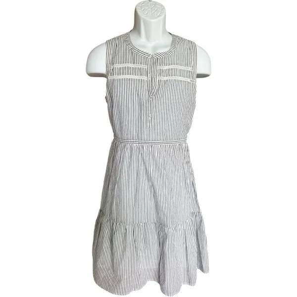 Womens Old Navy SleevelessNavy Blue Striped Shirt Dress - Sz S - Image 2