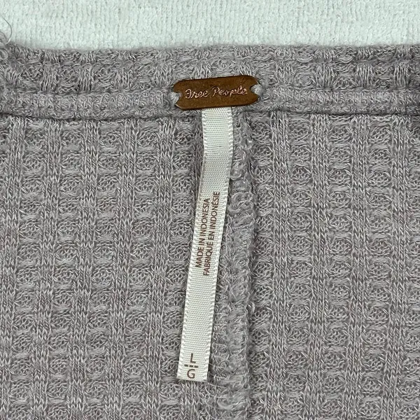 Free People Ventura Thermal Top Women’s Large Soft Purple Waffle Knit Boho - Image 3