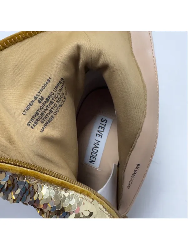 Steve Madden Georgia Gold Sequin Side Zip Ankle Boots Size 6 - Image 5