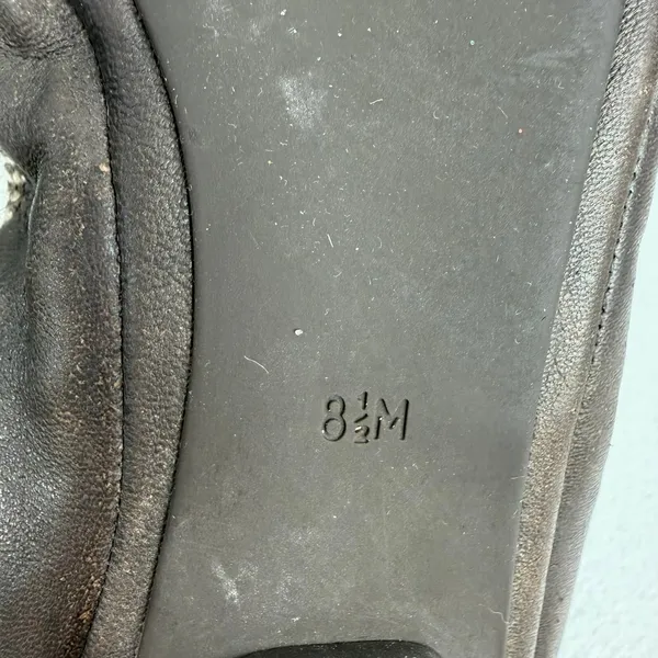 Tory Burch Sz 8.5 Gabby Ballet Flats Gun Metal Leather Gold‎ Cap Toe Logo Shoes - Image 11