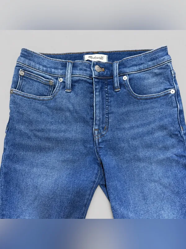 Madewell Cali Demi-Boot Jeans 28P Petite High Rise Raw Hem Medium Wash Classic - Image 5