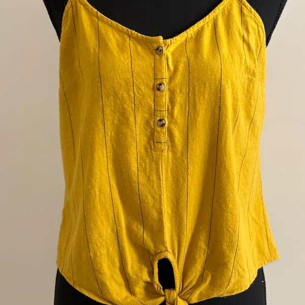 Dizzier Yellow with Black Stripes Thin Adjustable Straps Crop Top Size M Size M - Image 2