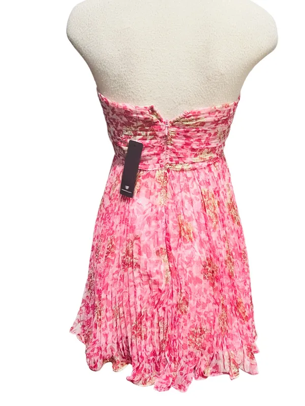 Lulus Radiantly Sweet White and Pink Floral Halter Mini Dress. Size Medium NWT - Image 4