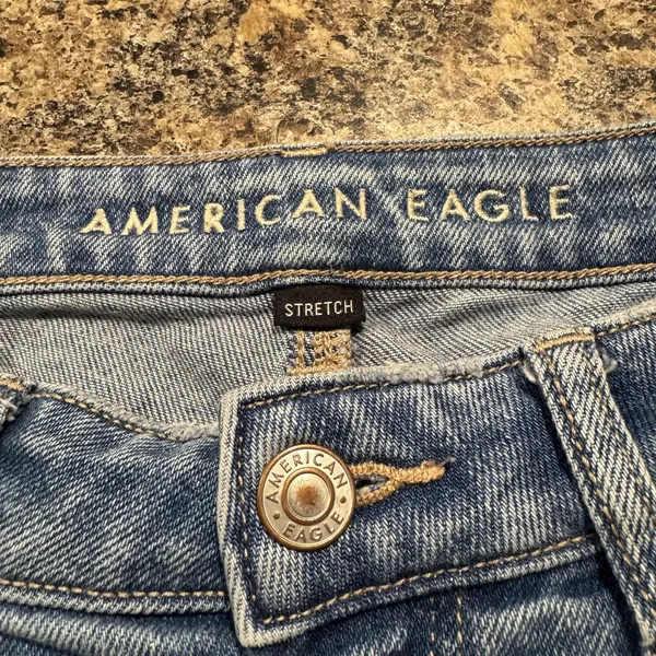 American Eagle Jeans Mom Straight Distressed High Rise Blue Size 10 Y2K 90s - Image 2