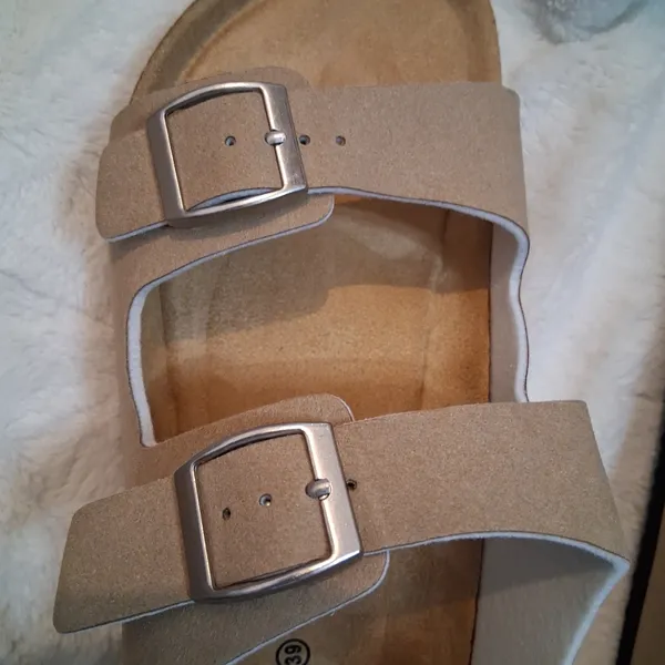 NEW Torotto Beige Double-Buckle Cork Sandals Women Size 8 Men Size 6.5 Cushioned - Image 2