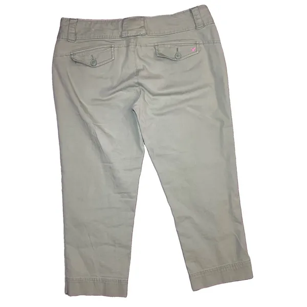 American Eagle Womens 12 Kiwi Green Stretch‎ Capri Pants Cropped Y2K - Image 2