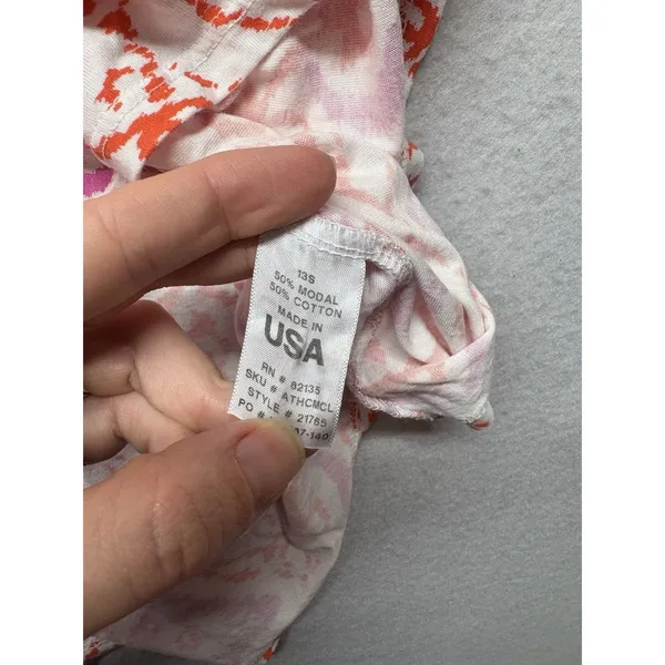 Fresh Produce Orange Pink Batik Cotton Blend Long Sleeve USA Made Size Large - Image 3