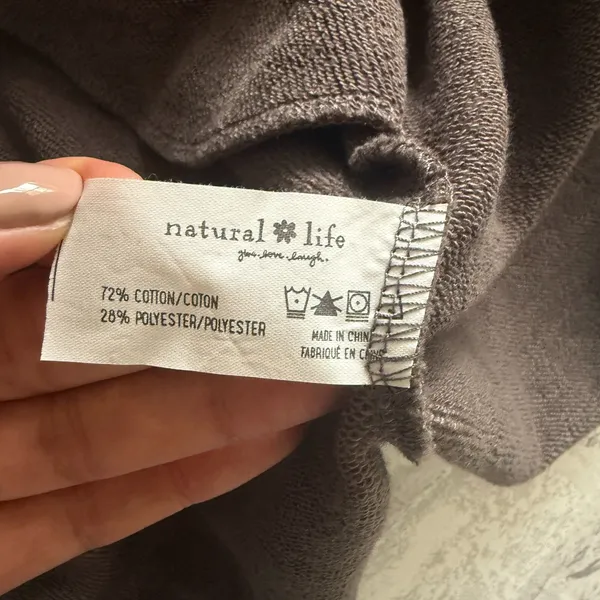 Natural Life Sylvan Sweatshirt Dress Charcoal Tiered Button Down Long Sleeve L - Image 7
