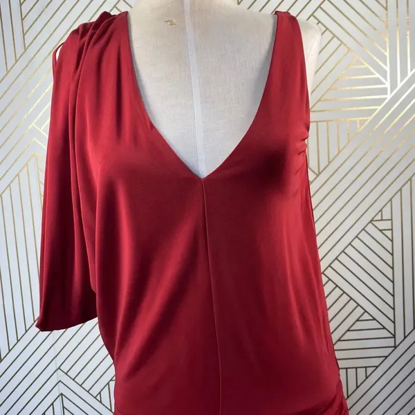 Haute Hippie Crimson Crush‎ Cowl Sleeve Mini Dress - Image 5