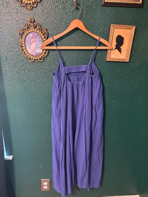Madewell Blue Linen Viscose Midi Dress Sz Small - Image 2