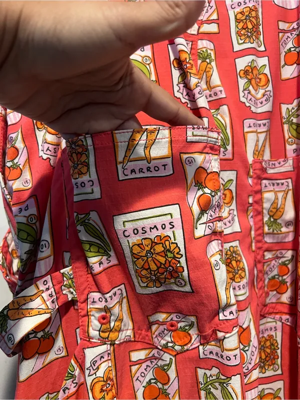 Heirloom gardening bib Overalls Lx29 coral seed packets One-Piece - Image 12