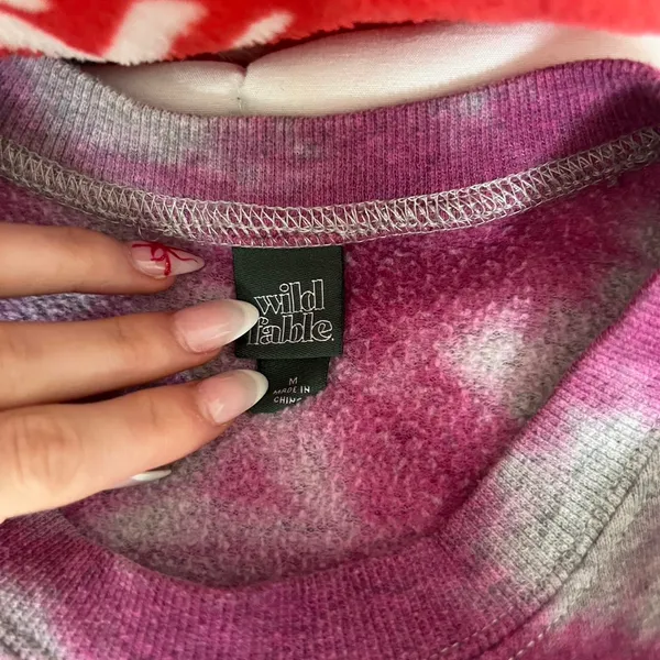 Wild Fable Purple/pink and grey tie dye oversized crewneck/sweatshirt tie dye, oversized sweatshirt, pastel colors, lounge wear, casual streetwear, fuzzy fabric, relaxed fit, colorful hoodie, fashion hoodie, grunge style - Image 3
