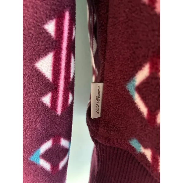 Eddie Bauer Fleece Top Sweater Crew Neck Medium Aztec Print - Image 3