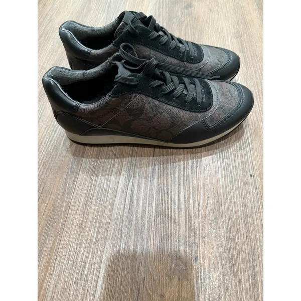 Coach Signature C Sneakers‎ Women's Brown Black Leather Lace Up Shoes - Image 5