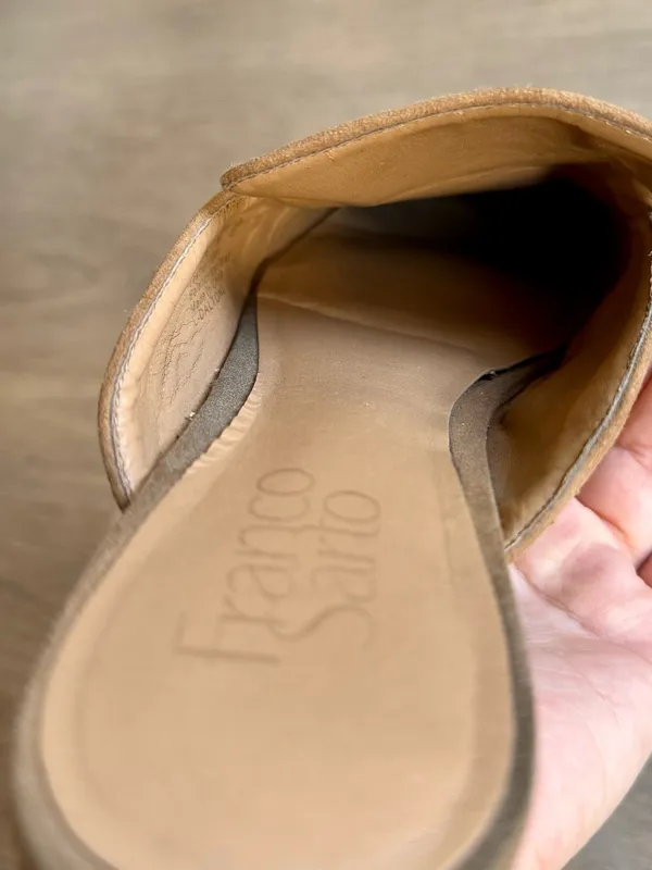 Franco Sarto Tan Suede Loafer Mules - Image 5