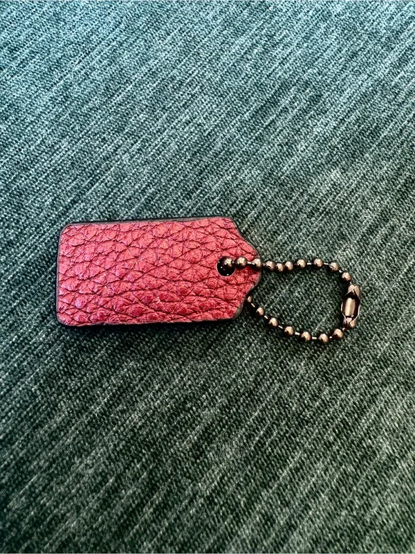 Coach Leather Key Chain Charm Hang Tag Metallic Red With Gray Hardware - Image 2