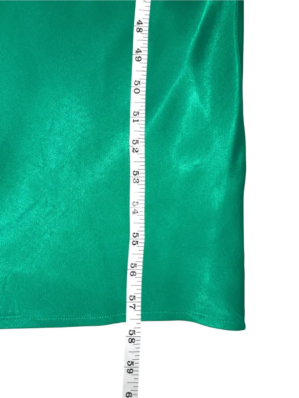 Meshki Claire Satin Halter Sleeveless Green Maxi Dress MEDIUM - Image 9