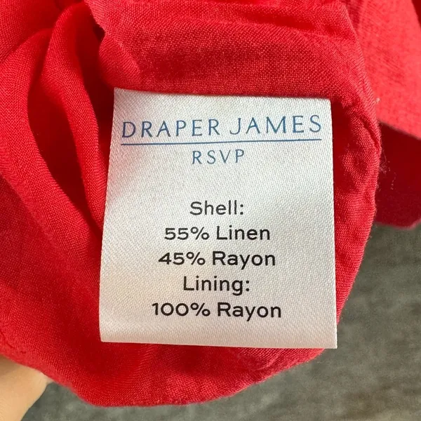 Draper James RSVP Squareneck‎ Puff Sleeve Linen Blend Dress in Red Size Small - Image 5