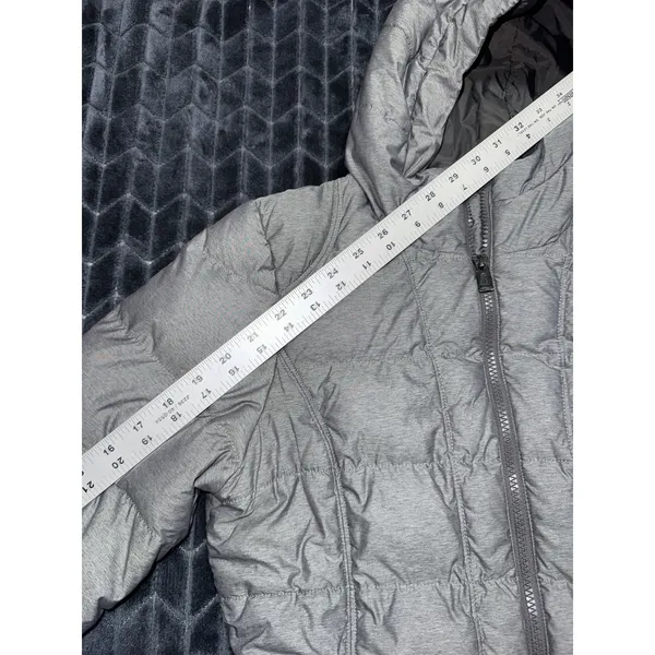THE NORTH FACE Women's 550 Goose Down Hooded Zip Quilt Puffer Gray Coat Size S - Image 13